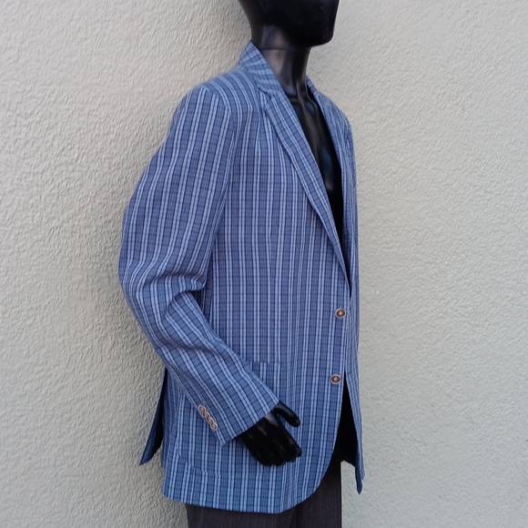 TAILORBYRD COLLECTION MEN'S 98% COTTON CHECK  SUMMER BLAZER - Picture 9 of 17